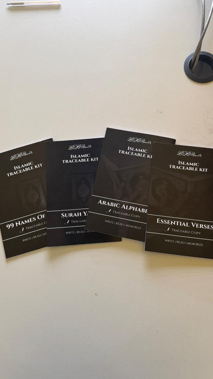 Islamic Learning Combo – 12 Hindi Dua Stickers + 4 Traceable Books with Pencil & Eraser